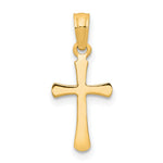 10K / 14K Yellow Gold Polished Beveled Cross w/ Round tips Charm - Product Photo