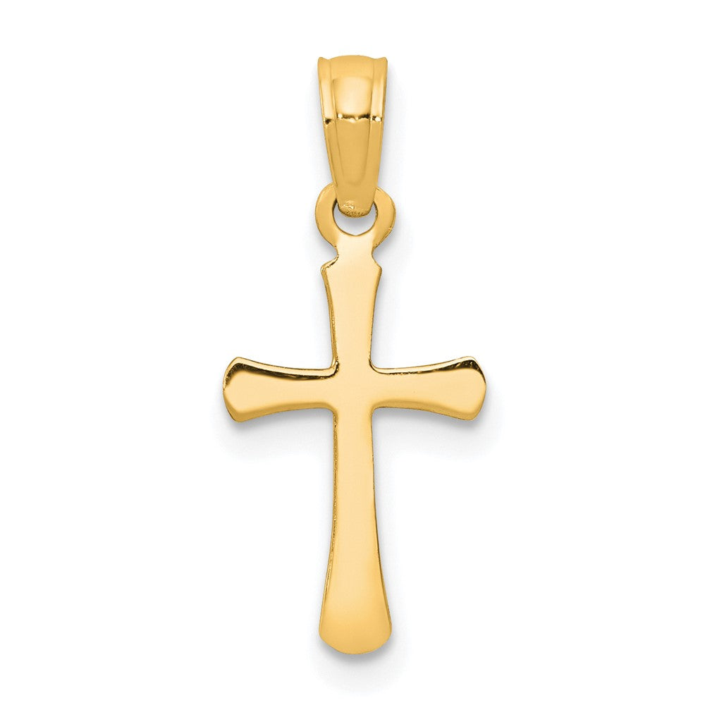 10K / 14K Yellow Gold Polished Beveled Cross w/ Round tips Charm - Product Photo