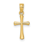 10K / 14K Yellow Gold Polished Beveled Cross w/ Round tips Charm - Product Photo