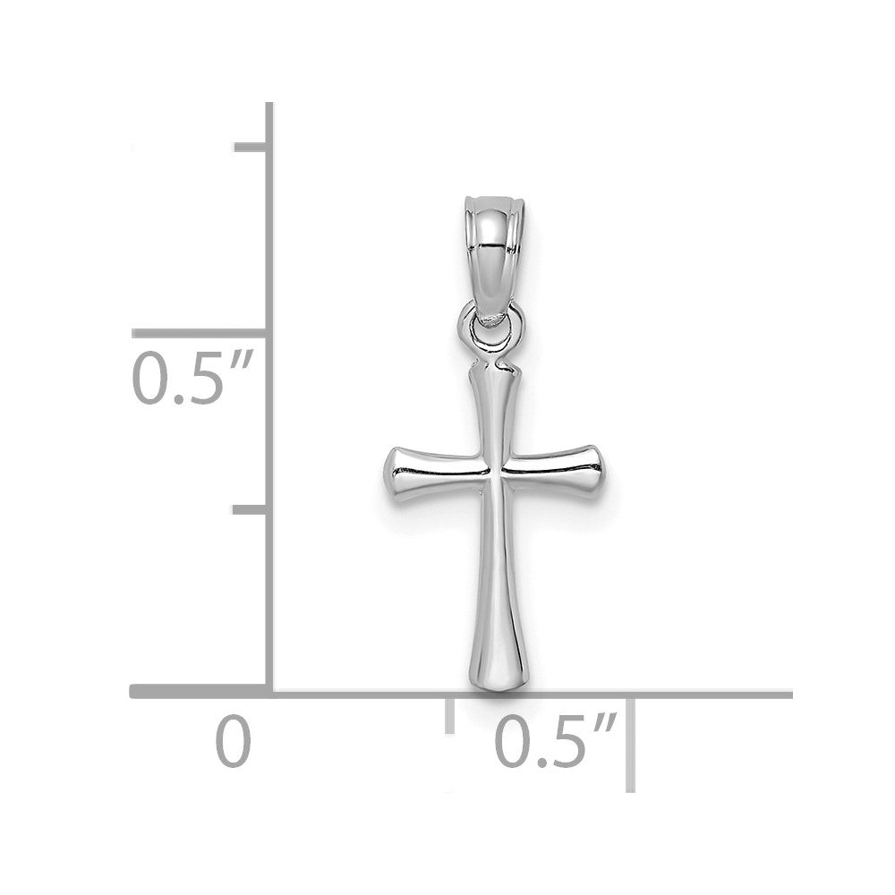 10K / 14K White Gold Polished Beveled Cross w/ Round tips Charm - Product Photo