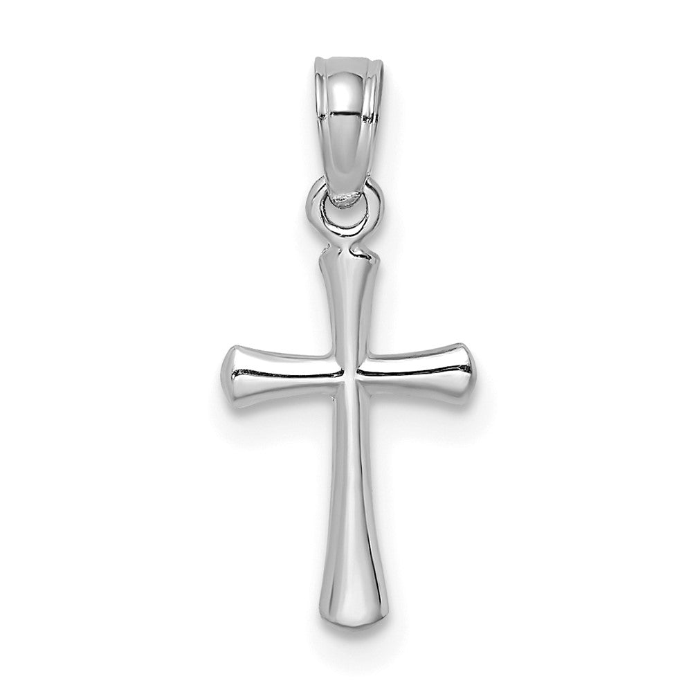 10K / 14K White Gold Polished Beveled Cross w/ Round tips Charm - Product Photo