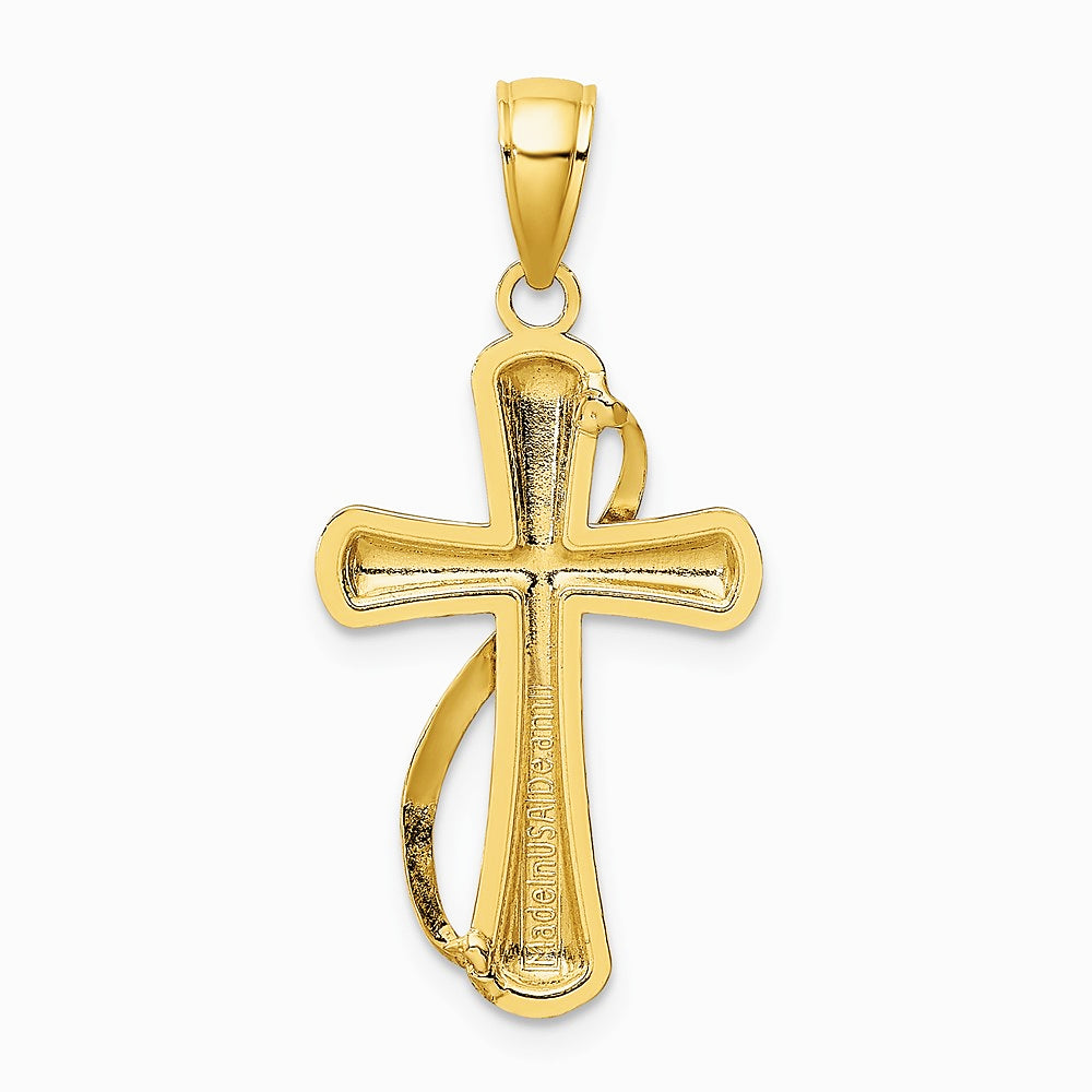 10K / 14K Yellow Gold Cross With Drape Charm - Product Photo