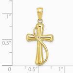 10K / 14K Yellow Gold Cross With Drape Charm - Product Photo