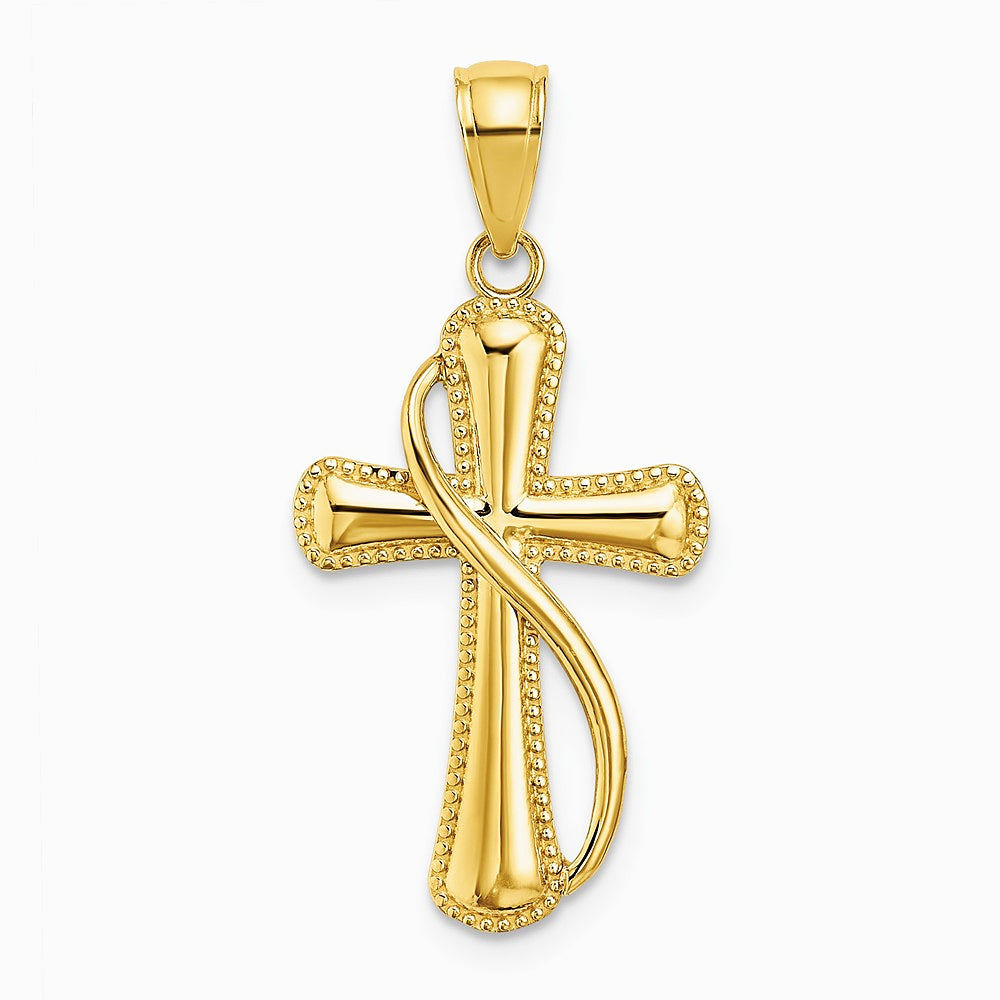 10K / 14K Yellow Gold Cross With Drape Charm