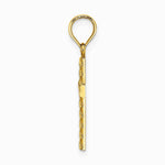 10K / 14K Yellow Gold Beaded and Polished Cross Charm - Product Photo