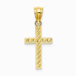 10K / 14K Yellow Gold Beaded and Polished Cross Charm - Product Photo
