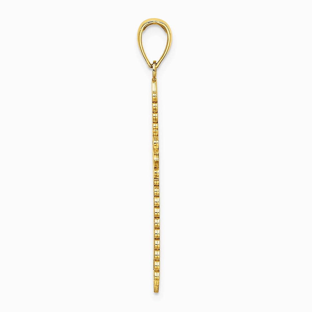 10K / 14K Yellow Gold w/ Lace Border Cross Charm - Product Photo