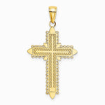 10K / 14K Yellow Gold w/ Lace Border Cross Charm - Product Photo