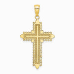 10K / 14K Yellow Gold w/ Lace Border Cross Charm - Product Photo