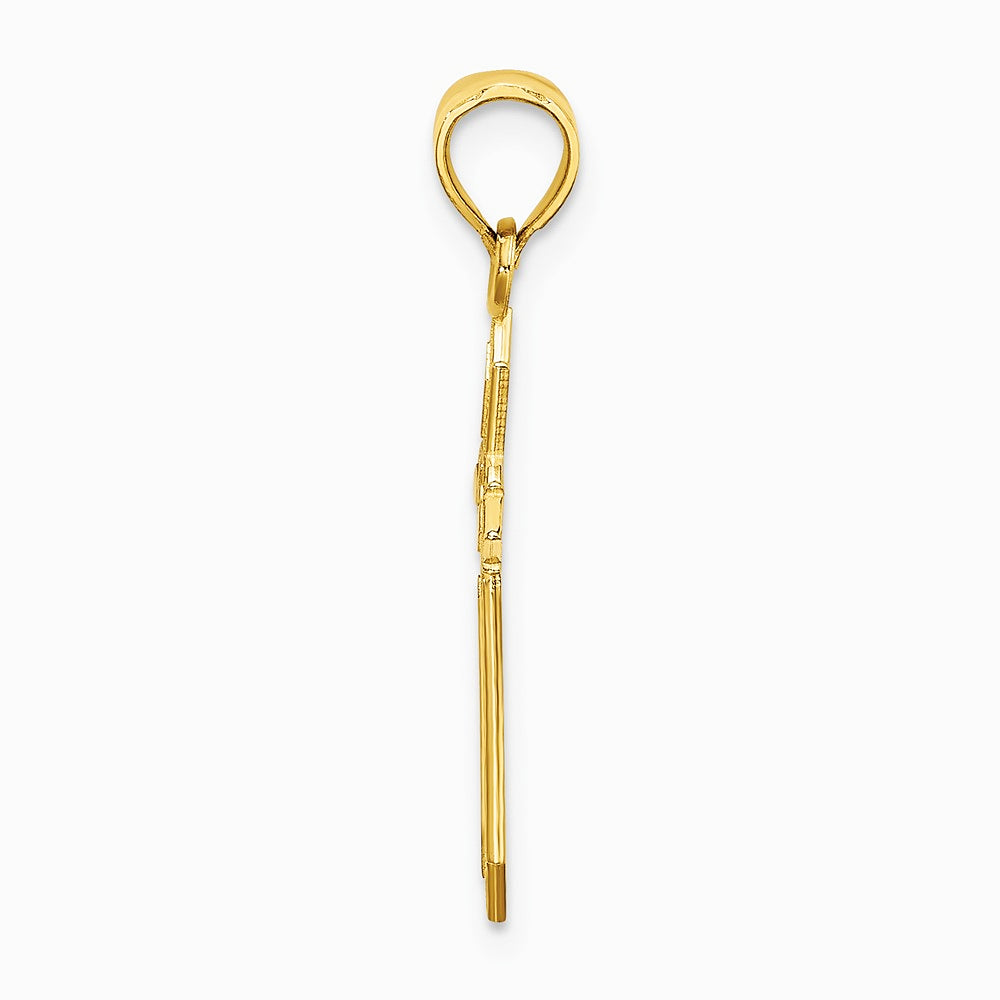 10K / 14K Yellow Gold w/ Engraved Edges Cross Charm - Product Photo