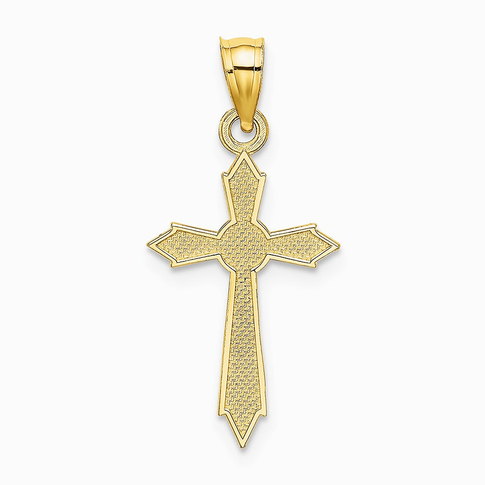 10K / 14K Yellow Gold w/ Engraved Edges Cross Charm - Product Photo