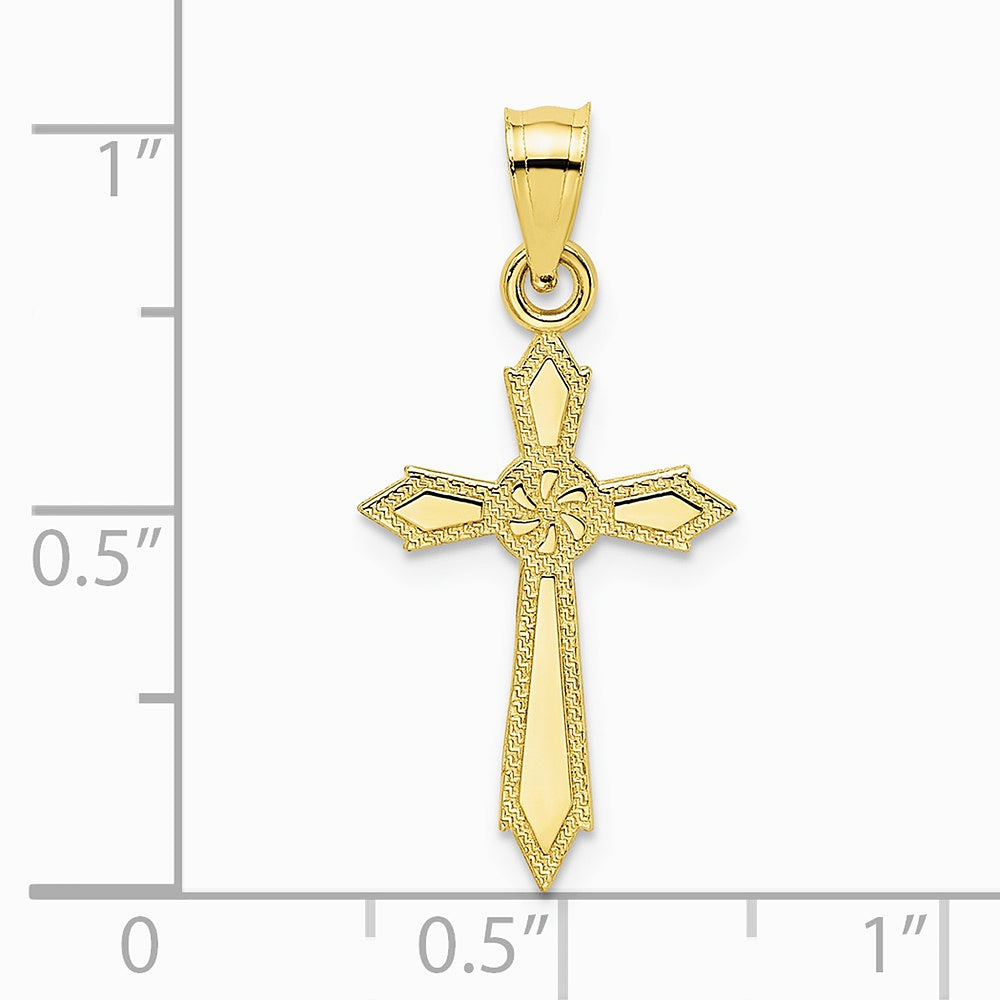 10K / 14K Yellow Gold w/ Engraved Edges Cross Charm - Product Photo