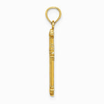 10K / 14K Yellow Gold Textured Leaves On Edges Cross Charm - Product Photo