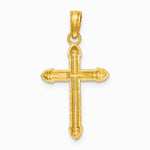 10K / 14K Yellow Gold Polished w/ Scroll Design Cross Charm - Product Photo