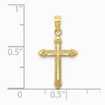10K / 14K Yellow Gold Polished w/ Scroll Design Cross Charm - Product Photo