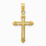 10K / 14K Yellow Gold Polished w/ Scroll Design Cross Charm - Product Photo