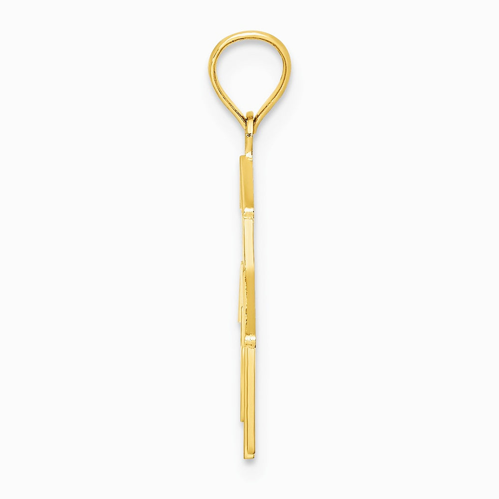 10K / 14K Yellow Gold Church w/ Cross On Door Charm - Product Photo