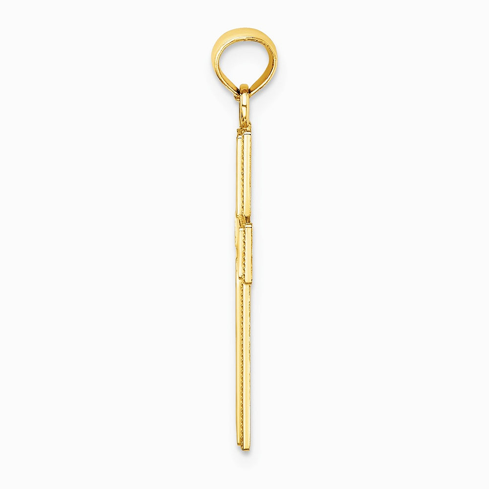 10K / 14K Yellow Gold Diamond-Cut Filigree Cross Pendant - Product Photo