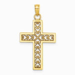 10K / 14K Yellow Gold Diamond-Cut Filigree Cross Pendant - Product Photo