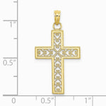10K / 14K Yellow Gold Diamond-Cut Filigree Cross Pendant - Product Photo
