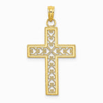 10K / 14K Yellow Gold Diamond-Cut Filigree Cross Pendant - Product Photo