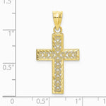 10K / 14K Yellow Gold Diamond-Cut Edge and Filigree Center Cross Charm - Product Photo