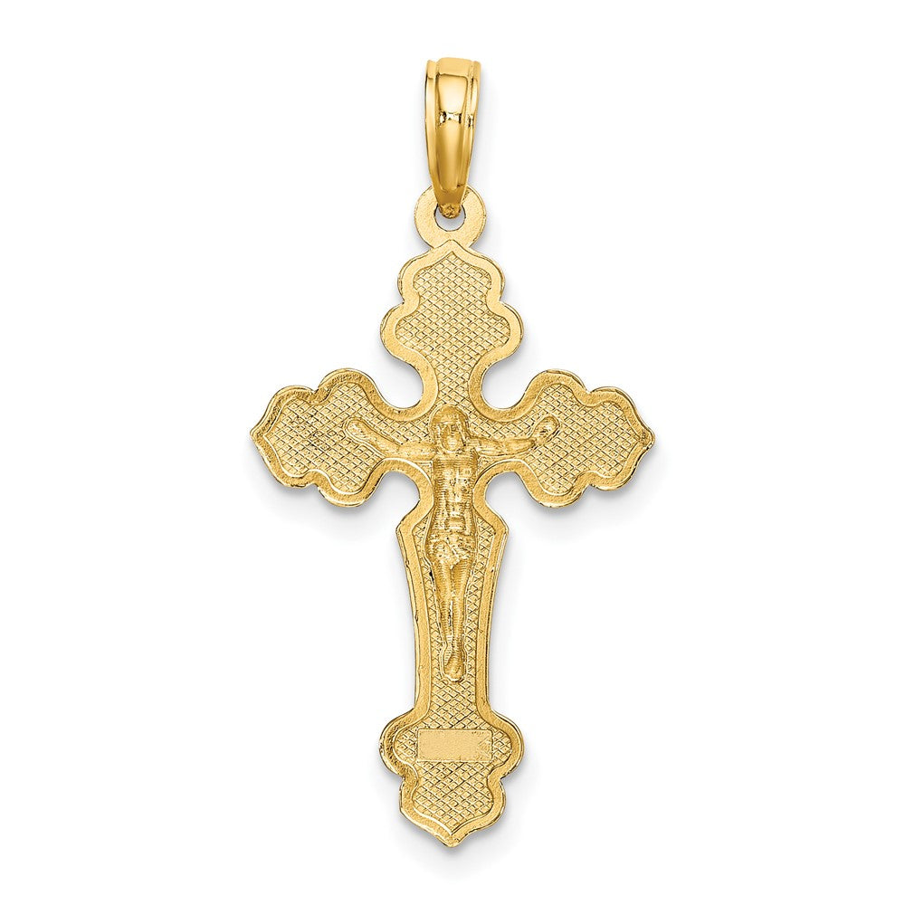 10K / 14K Yellow Gold Diamond-Cut Crucifix W /Fancy Tips Charm - Product Photo