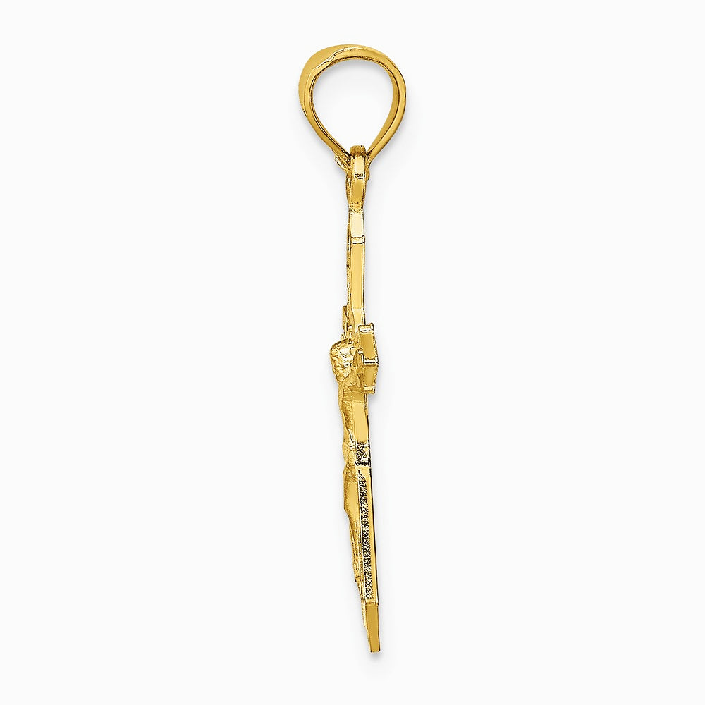 10K / 14K Yellow Gold W/ Arrow Pointed Ends Crucifix Charm - Product Photo