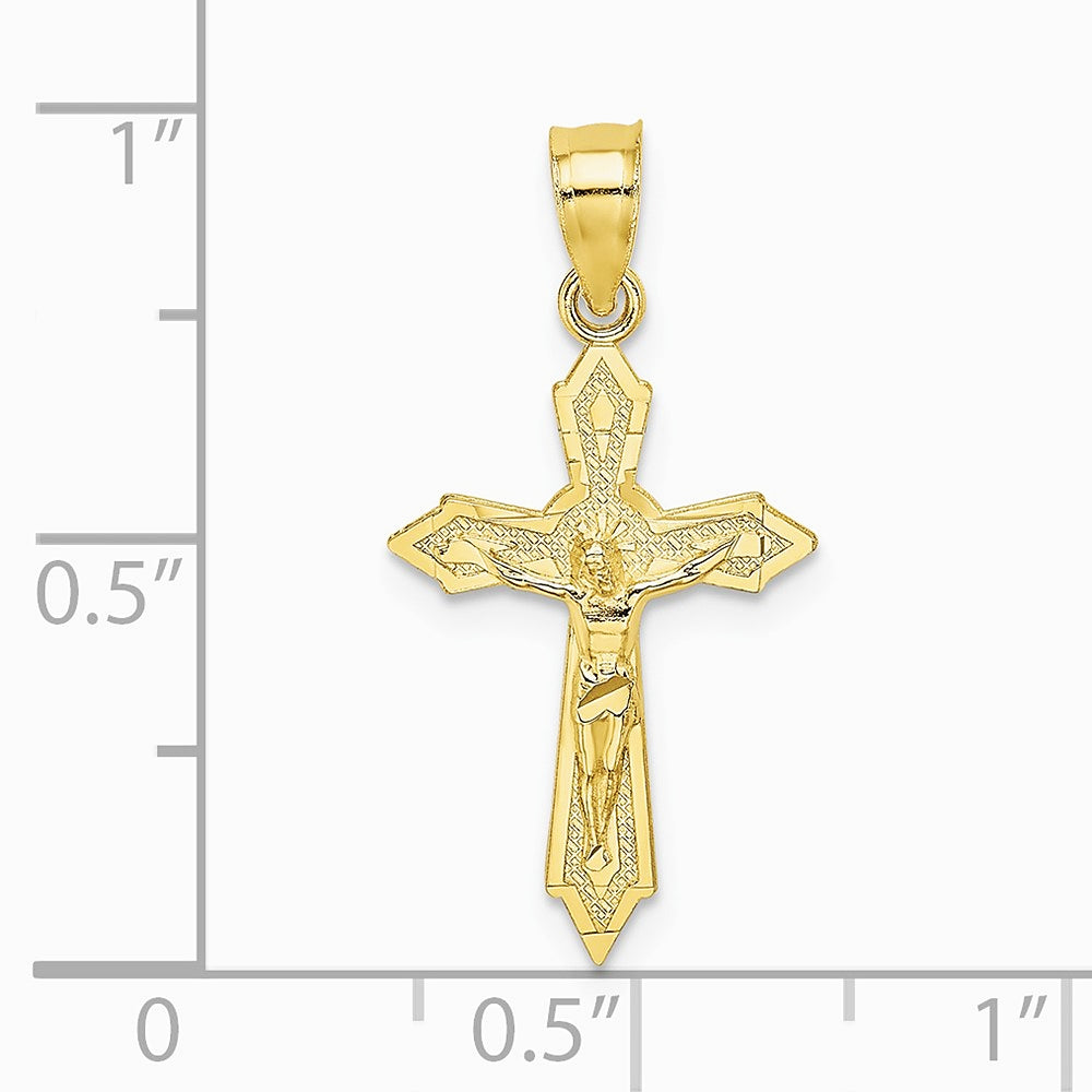 10K / 14K Yellow Gold W/ Arrow Pointed Ends Crucifix Charm - Product Photo