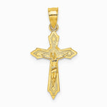 10K / 14K Yellow Gold W/ Arrow Pointed Ends Crucifix Charm - Product Photo