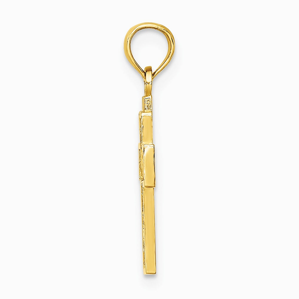 10K / 14K Yellow Gold Cut-Out Heart Design Cross Charm - Product Photo