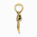 10K / 14K Yellow Gold Small Aqua Enameled Wings Butterfly Charm - Product Photo