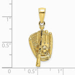 10K / 14K Yellow Gold 3-D Polished Baseball Glove, Bat and Ball Charm - Product Photo
