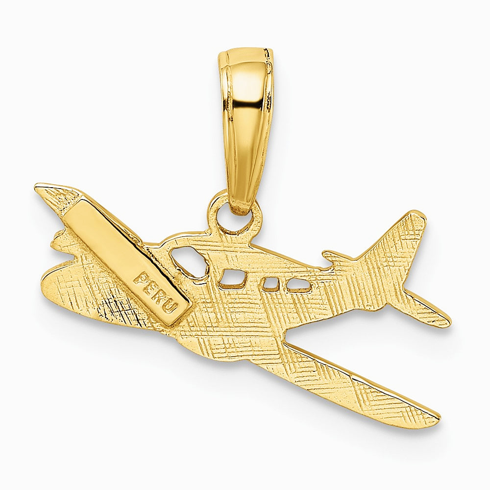 10K / 14K Yellow Gold Cessna Plane Pendant - Product Photo