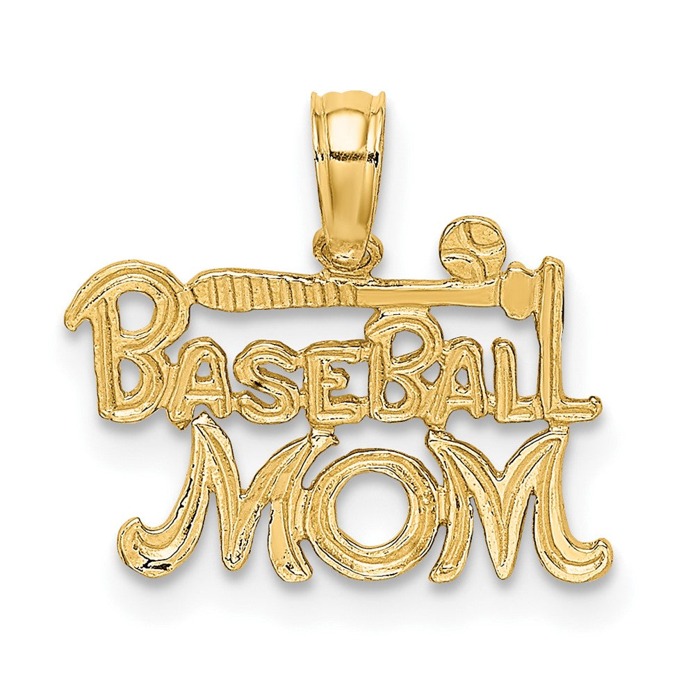 10K / 14K Yellow Gold BASEBALL MOM Charm