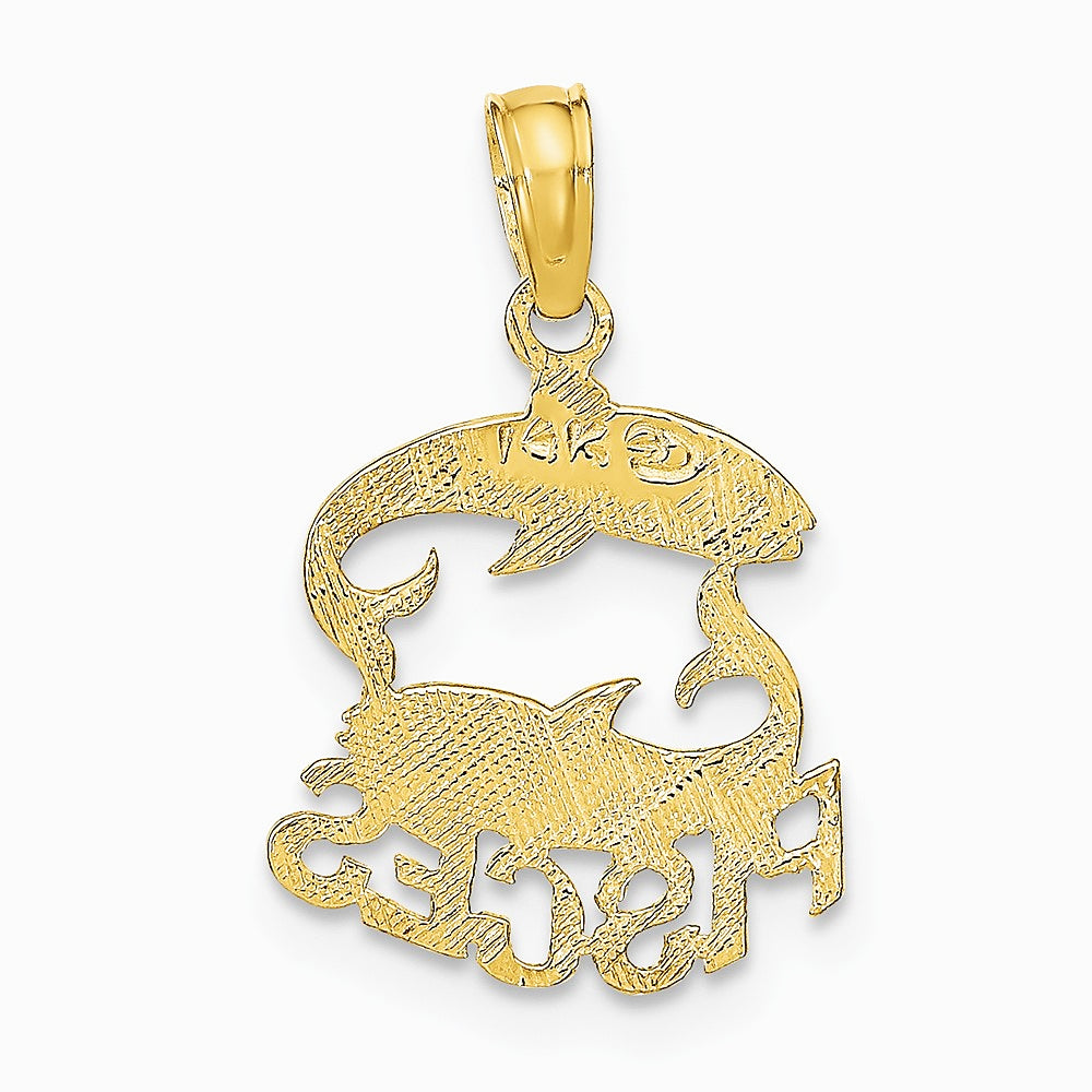 10K / 14K Yellow Gold PISCES Zodiac Charm - Product Photo