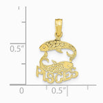10K / 14K Yellow Gold PISCES Zodiac Charm - Product Photo