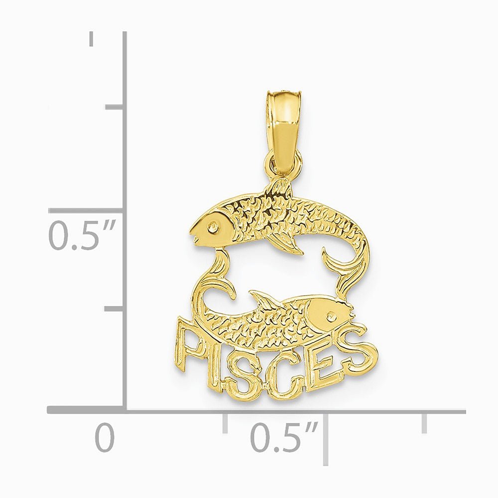 10K / 14K Yellow Gold PISCES Zodiac Charm - Product Photo