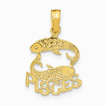 10K / 14K Yellow Gold PISCES Zodiac Charm - Product Photo