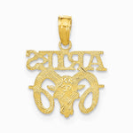 10K / 14K Yellow Gold ARIES Zodiac Charm - Product Photo