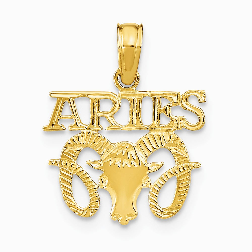 10K / 14K Yellow Gold ARIES Zodiac Charm - Product Photo