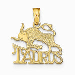 10K / 14K Yellow Gold TAURUS Zodiac Charm - Product Photo