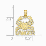 10K / 14K Yellow Gold CANCER Zodiac Charm - Product Photo