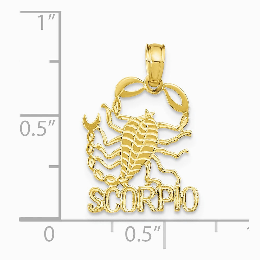 10K / 14K Yellow Gold SCORPIO Zodiac Charm - Product Photo