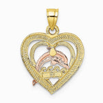 10K / 14K Two-tone with White Rhodium Dolphin In Heart Charm - Product Photo