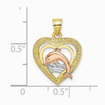 10K / 14K Two-tone with White Rhodium Dolphin In Heart Charm - Product Photo
