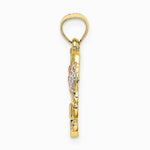 10K / 14K Two-tone with White Rhodium Flower In Heart Charm - Product Photo