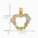 10K / 14K Two-tone with White Rhodium Flower In Heart Charm - Product Photo