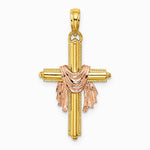 10K / 14K Two-tone Cross w/ Drape Charm - Product Photo