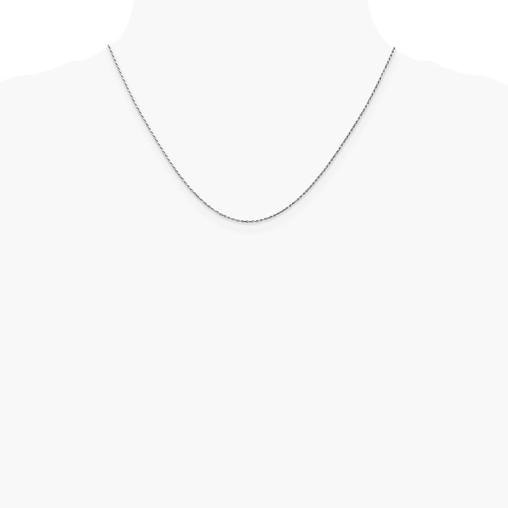 10K White Gold .95mm Carded Cable Rope Chain Necklace 16"-24" - Product Photo